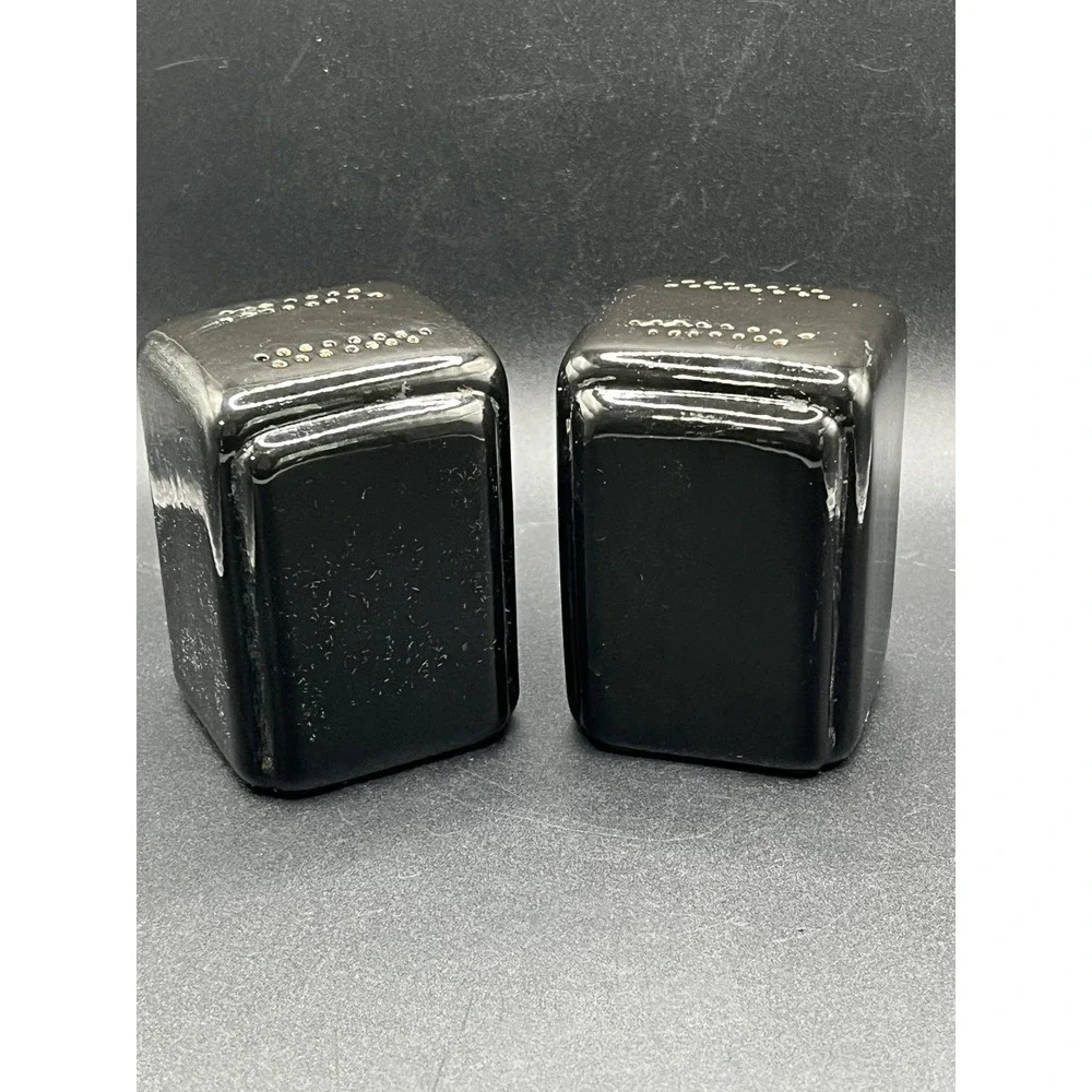 Vtg Mid-Century Modern Retro Black Chunky Salt & Pepper Range‎ Shakers MCM 3